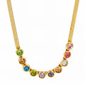 Multicolor Crystal Studded Snake Chain Necklace