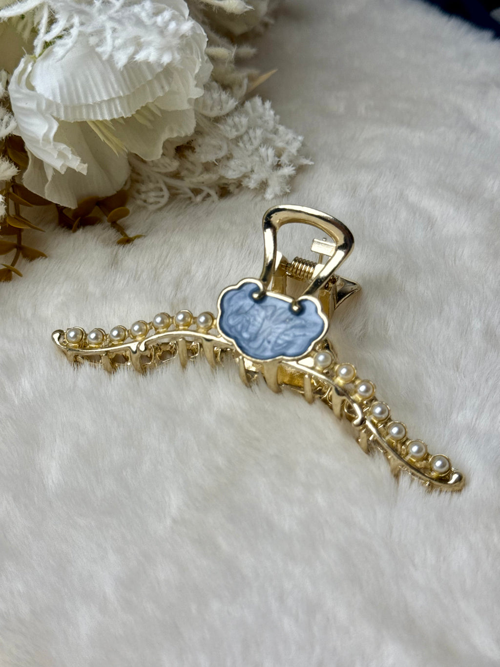 Metallic Marble Claw Clip