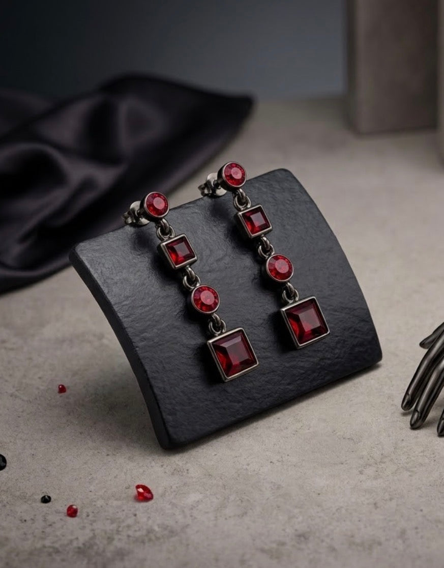Dark Romance Ruby Red Drop Earrings
