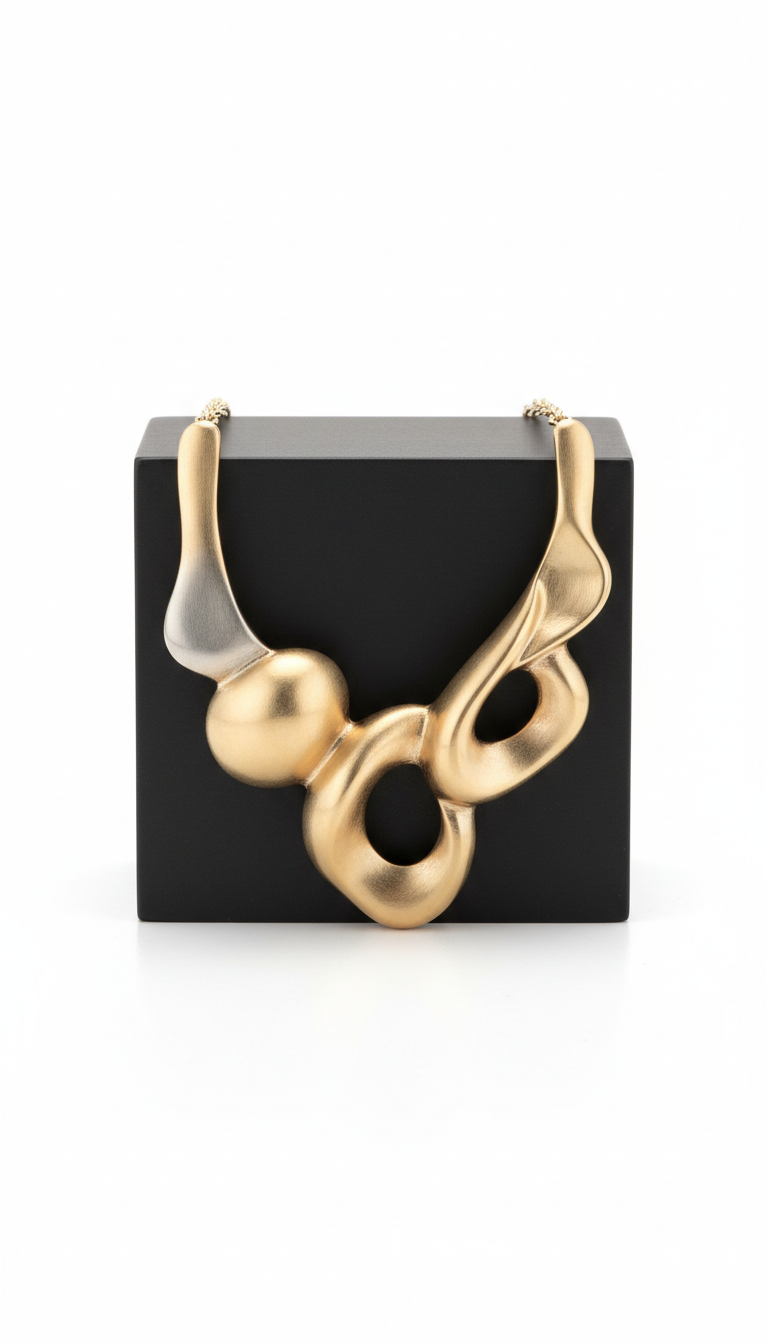 18k Gold Sculptural Necklace