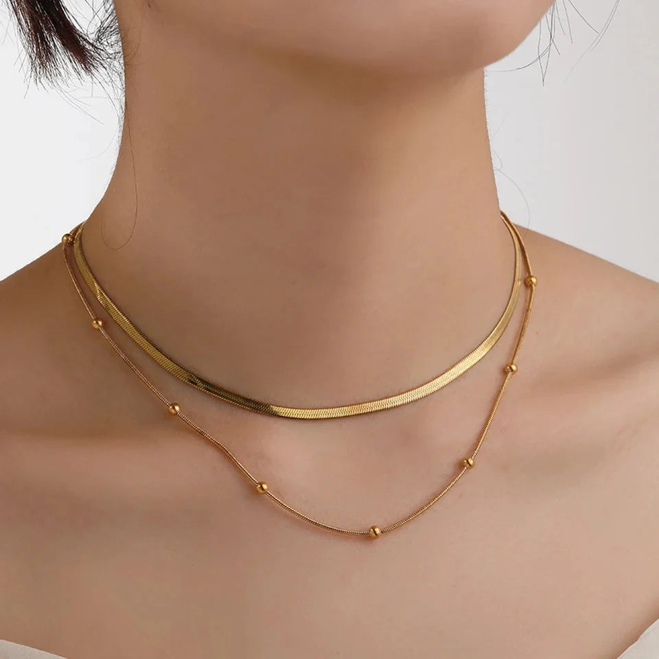 Minimalist Double-Layer Snake Chain Necklace