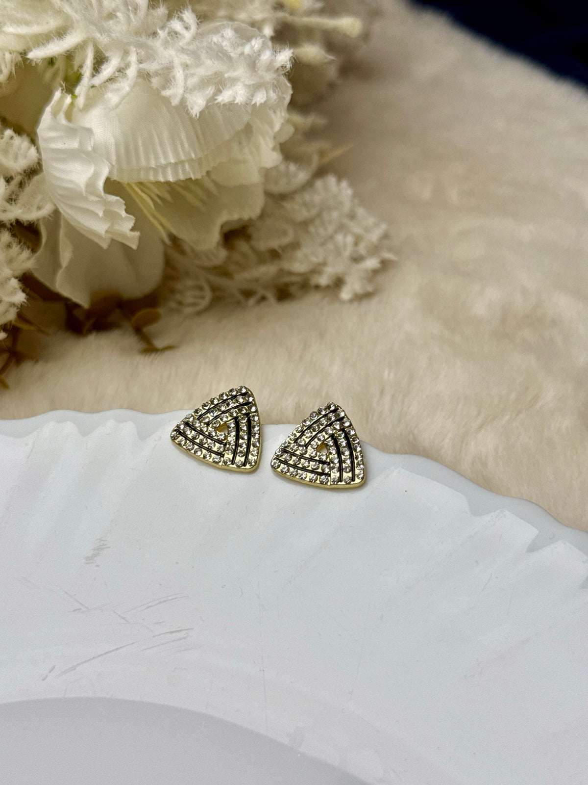 Noir Triangle Stone Studs