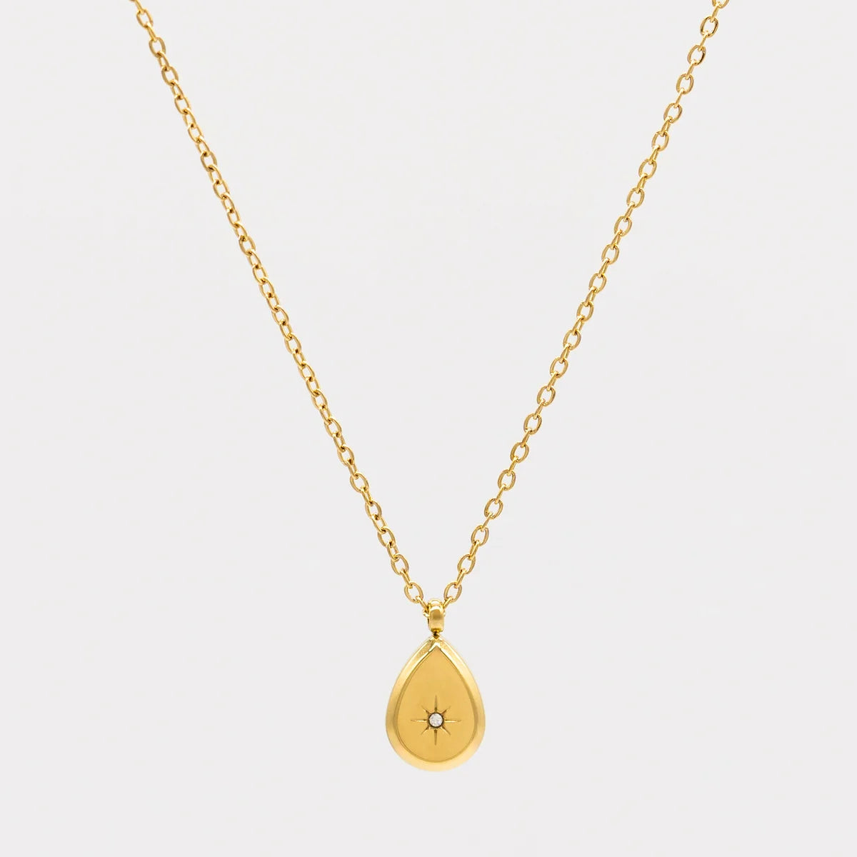 Gold Teardrop Stainless Steel Necklace