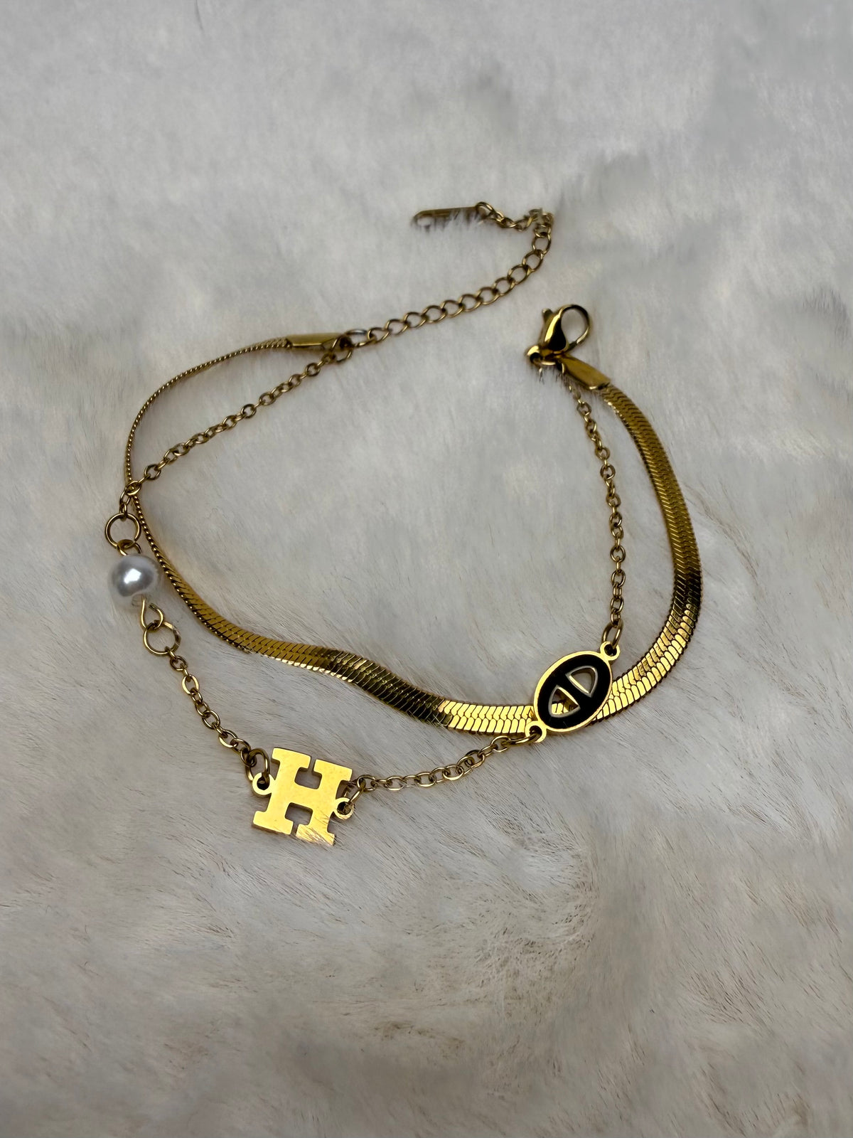 H Charm Double-Layer Steel Bracelet