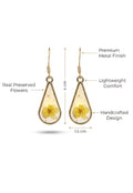 Golden Bloom Resin Teardrop Earrings