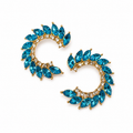 Blue Crystal Crescent Earrings