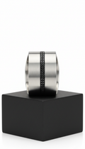 Brushed Metal Cuff with Black Diamond Inlay